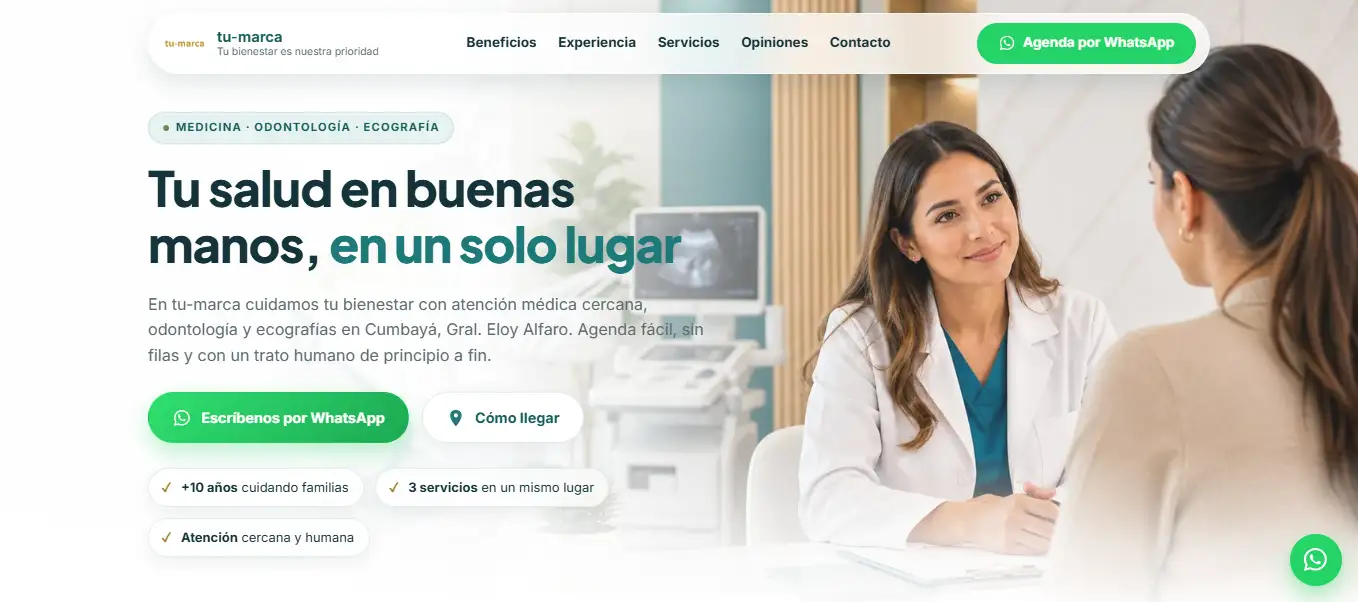 Vista previa de sitio para centro médico
