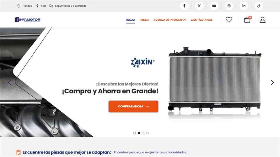 Vista previa de sitio para repuestos automotrices